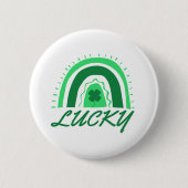 Lucky Shamrock Rainbow Ronde Button 5,7 Cm (Voorkant)
