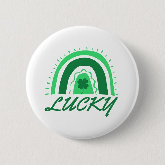 Lucky Shamrock Rainbow Ronde Button 5,7 Cm (Voorkant)
