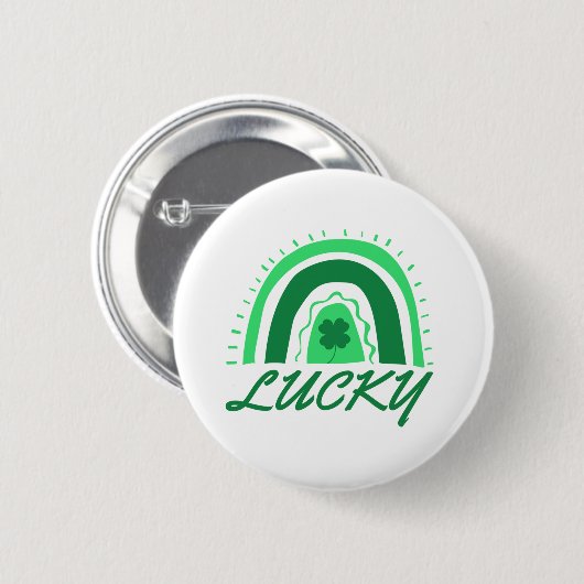 Lucky Shamrock Rainbow Ronde Button 5,7 Cm (Voorkant /achterkant)