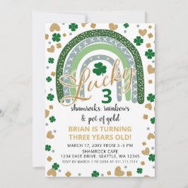 Lucky Shamrock Rainbow St Patrick Boy Birthday Kaart