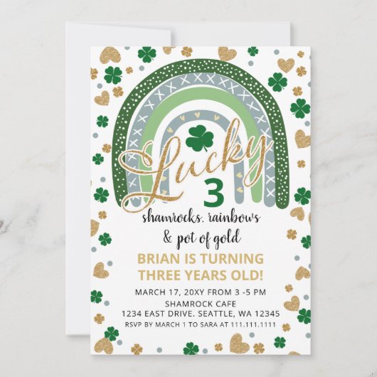 Lucky Shamrock Rainbow St Patrick Boy Birthday Kaart (Voorkant)