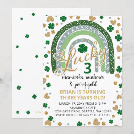 Lucky Shamrock Rainbow St Patrick Boy Birthday Kaart