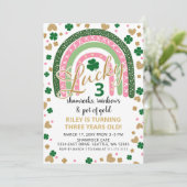 Lucky Shamrock Rainbow St Patrick Girl Birthday Kaart (Staand voorkant)