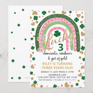 Lucky Shamrock Rainbow St Patrick Girl Birthday Kaart