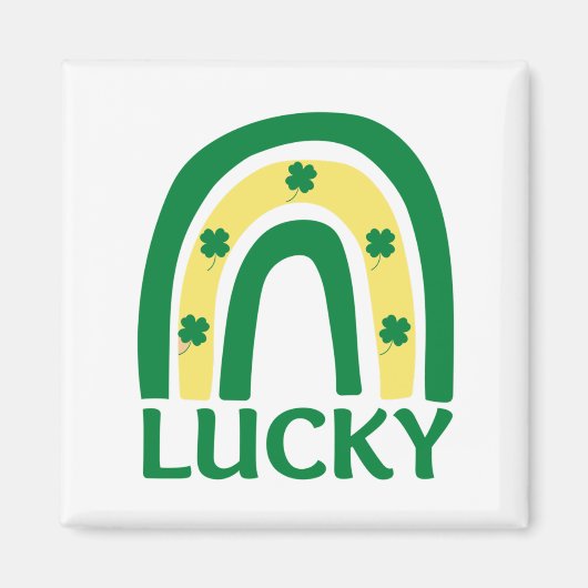 Lucky Shamrock Rainbow St Patricks Magneet (Voorkant)