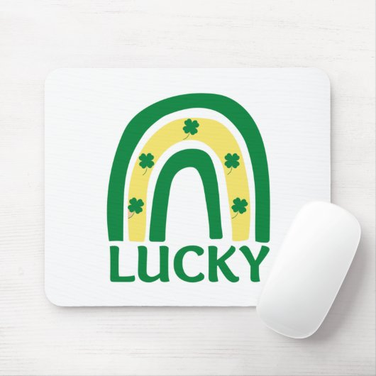 Lucky Shamrock Rainbow St Patricks Muismat (Met muis)