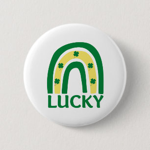 Lucky Shamrock Rainbow St Patricks Ronde Button 5,7 Cm