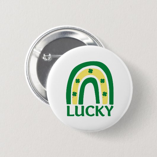 Lucky Shamrock Rainbow St Patricks Ronde Button 5,7 Cm (Voorkant /achterkant)