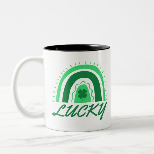 Lucky Shamrock Rainbow Tweekleurige Koffiemok (Links)