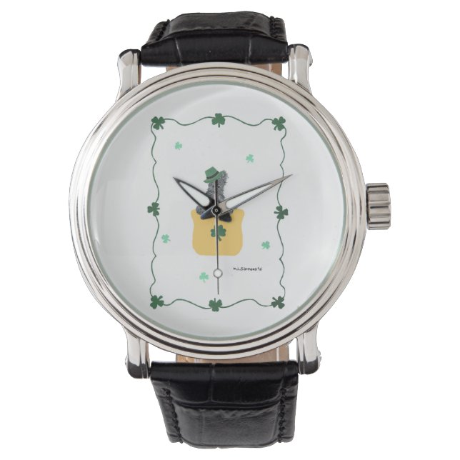Lucky Shamrock Scottie Horloge (Voorkant)