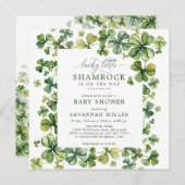 Lucky Shamrock Spring 4 Leaf Clover Baby shower Kaart (Voorkant / Achterkant)
