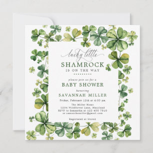 Lucky Shamrock Spring 4 Leaf Clover Baby shower Kaart