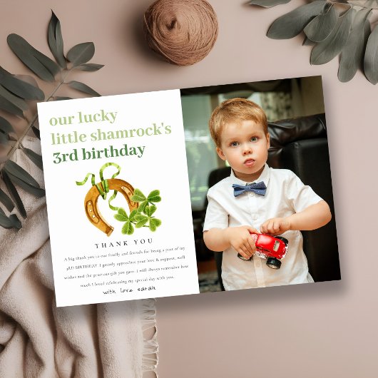 Lucky Shamrock St. Patrick-dag kinderfoto verjaard Bedankkaart