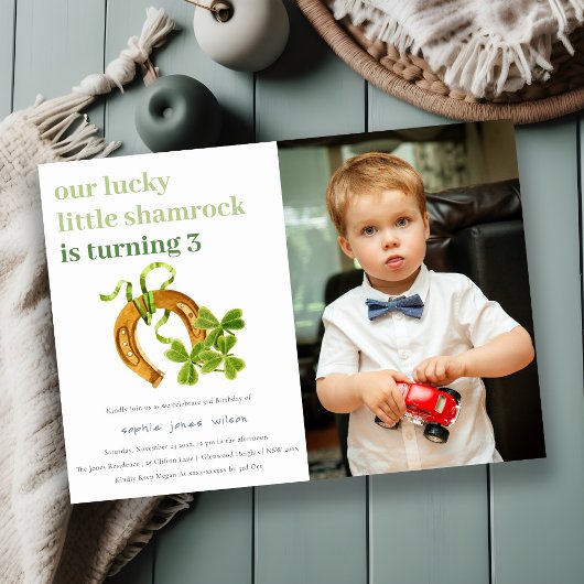 Lucky Shamrock St. Patrick-dag kinderfoto verjaard Kaart