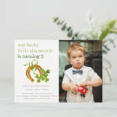 Lucky Shamrock St. Patrick-dag kinderfoto verjaard Kaart (Staand voorkant)
