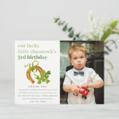 Lucky Shamrock St Patrick Day Kinder Foto Birthday Bedankkaart (Staand voorkant)