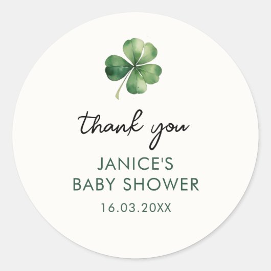 Lucky Shamrock St. Patrick's Day Baby shower Ronde Sticker (Voorkant)