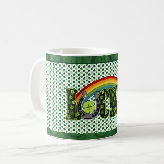 Lucky Shamrock St Patricks Day Coffee Mok (Voorkant links)