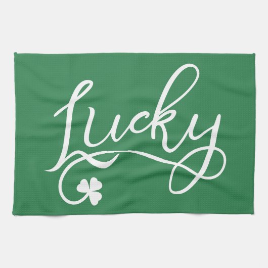 Lucky Shamrock St Patricks Day Irish Theedoek (Horizontaal)
