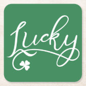 Lucky Shamrock St Patricks Day Kartonnen Onderzetters (Voorkant)