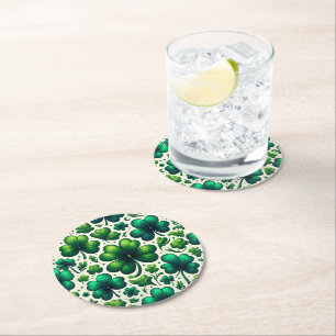 Lucky Shamrock St. Patrick's Day Papieren Onderzet Ronde Kartonnen Onderzetter