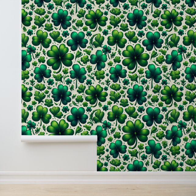 Lucky Shamrock St. Patrick's Day Patroon Behang (Applicatie)