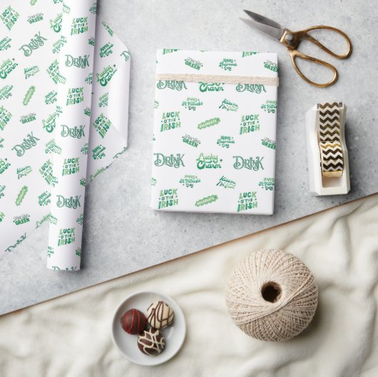 Lucky Shamrock St. Patrick's Day Patroon Cadeaupapier (Crafts)
