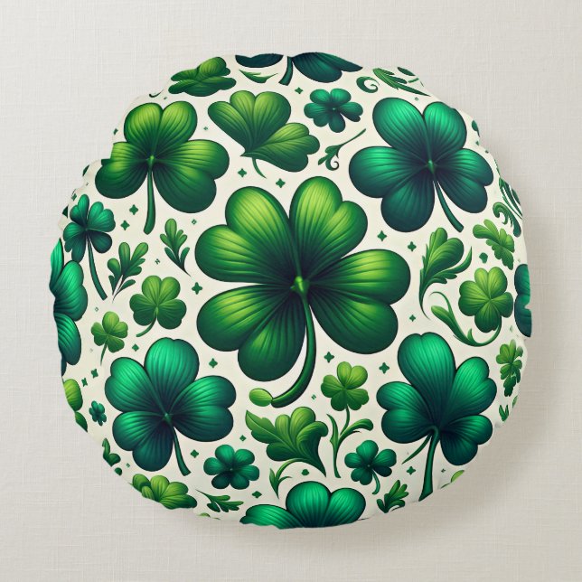 Lucky Shamrock St. Patrick's Day Ronde Kussen (Voorkant)