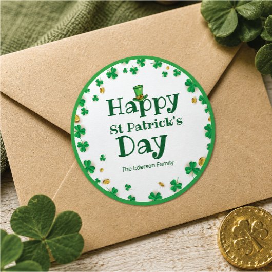 Lucky Shamrock St. Patrick's Day Stickers
