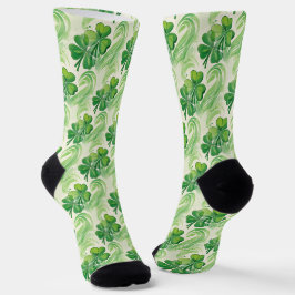 Lucky Shamrock Swirls Vierbladige Klaver Sokken