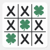 Lucky Shamrock Tic Tac Toe Vierkante Sticker (Voorkant)