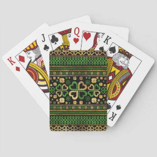 Lucky Shamrock Vierbladige Klaver Groen en Goud Pokerkaarten