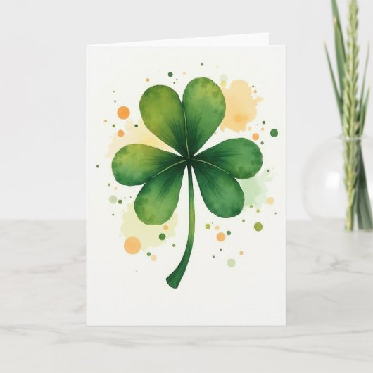 Lucky Shamrock Watercolor Kaart (Voorkant)