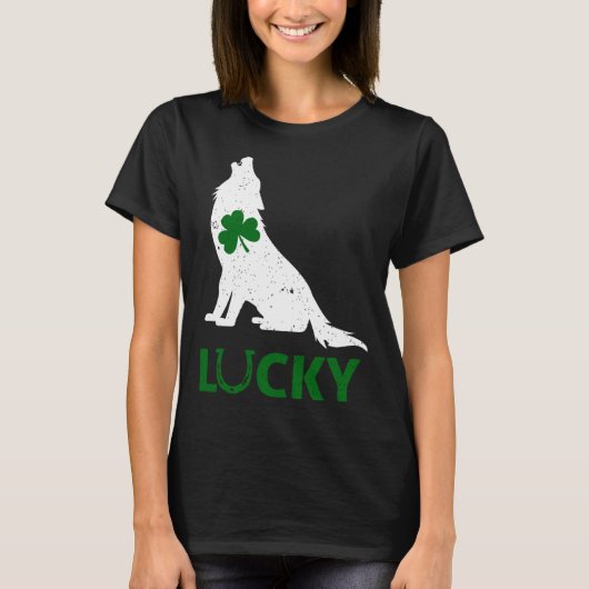 Lucky Shamrock Wolf  St Patrick s Day  Men Women T-shirt (Voorkant)