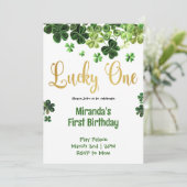 Lucky Shamrocks eerste verjaardag uitnodiging (Staand voorkant)