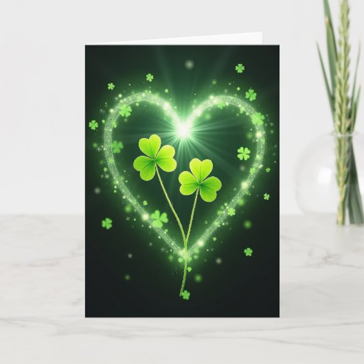 Lucky Shamrocks Glowing Card Kaart (Voorkant)