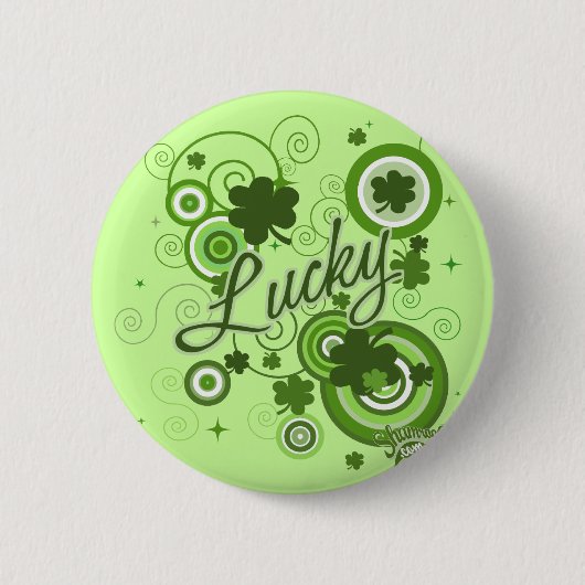 Lucky Shamrocks Ronde Button 5,7 Cm (Voorkant)