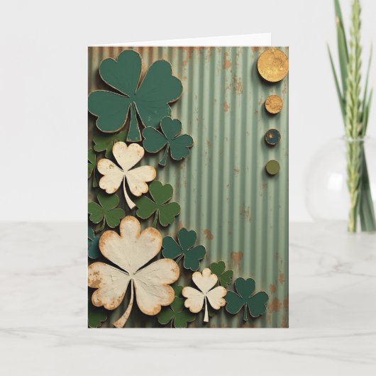 Lucky Shamrocks Vintage Stijl Kaart (Voorkant)