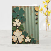 Lucky Shamrocks Vintage Stijl Kaart (Gele Bloem)
