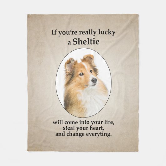 Lucky Sheltie Fleece Deken (Voorkant)