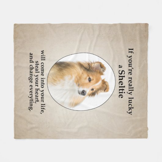 Lucky Sheltie Fleece Deken (Voorkant (Horizontaal))