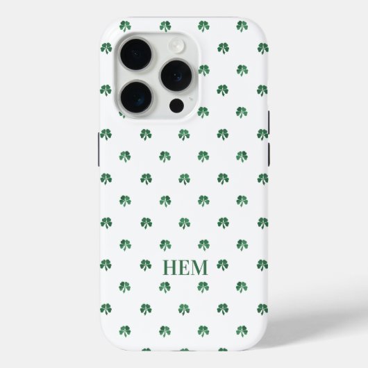 Lucky Shot Monogrammed Ierse Vier Blad Klavers Case-Mate iPhone Case (Achterkant)