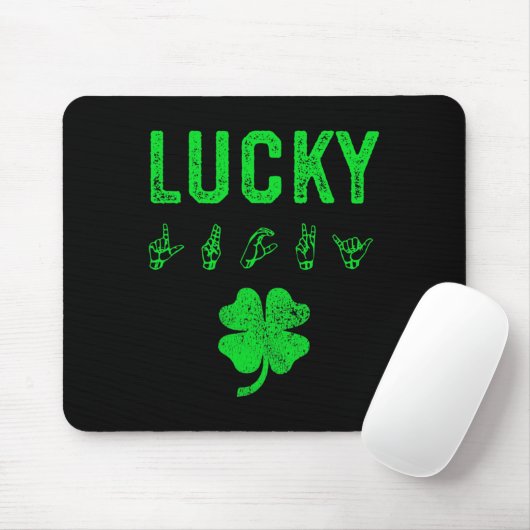 LUCKY Sign Language Deaf Awareness St Patricks Day Muismat (Met muis)