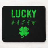 LUCKY Sign Language Deaf Awareness St Patricks Day Muismat (Voorkant)