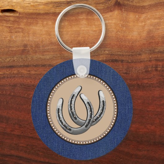Lucky Silver Hoefijzers Westerne stijl Sleutelhanger (Voorkant)