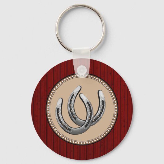 Lucky Silver Hoefijzers Westerne stijl Sleutelhanger (Voorkant)