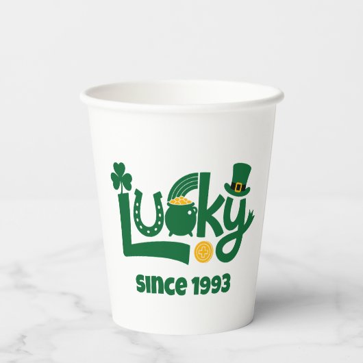 Lucky since Year Papieren Bekers (Achterkant)