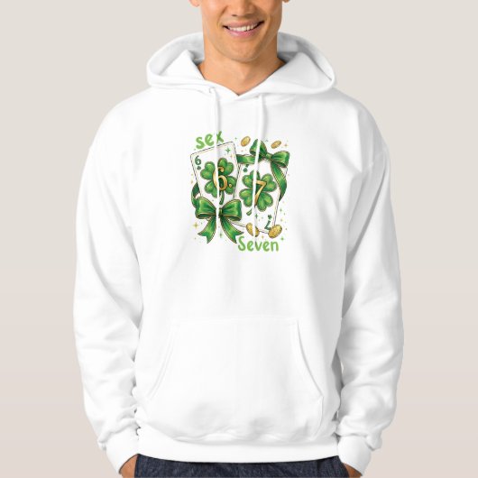 Lucky Six Seven Playing Cards, St Patricks Day Hoodie (Voorkant)