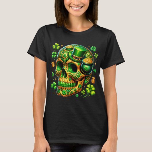 Lucky Skull: St. Patrick’s Day viering T-shirt (Voorkant)