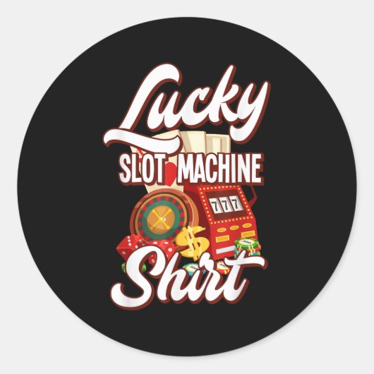 Lucky Slot Machine Casino Las Vegas Gambling Ronde Sticker (Voorkant)